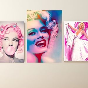 Marilyn Monroe Pink Art 3 piece set Buy 2 get 1 free posters and prints